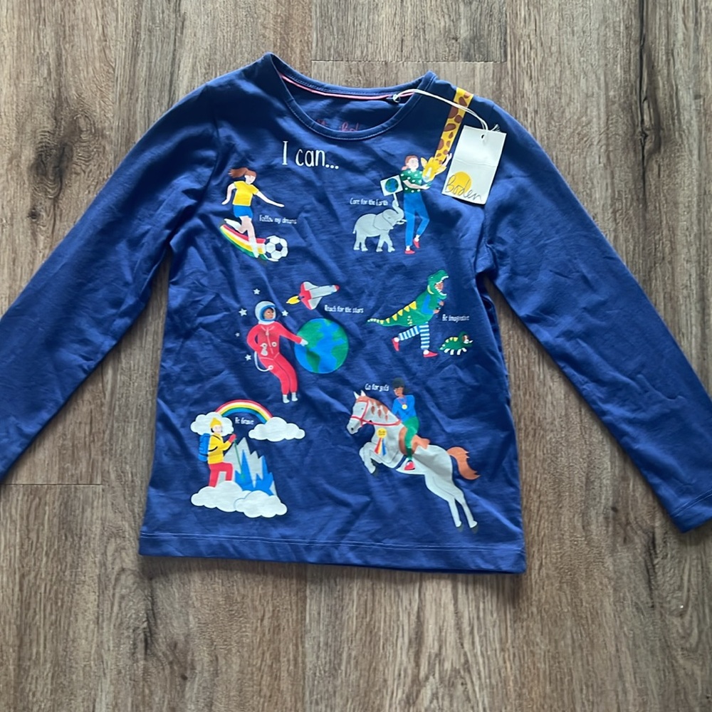 NWT Mini Boden Girls Starboard Blue When I Grow Up Top - Picture 3 of 6